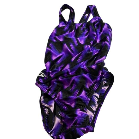 Women's Vintage 90's Purple Black SPEEDO One Piece Swimsuit Size 34 - Picture 1 of 7